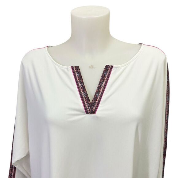 Soft Surroundings Avisa UPF swim coverup‎ White Stretchy Aztec Patch sz XL - Picture 2 of 7